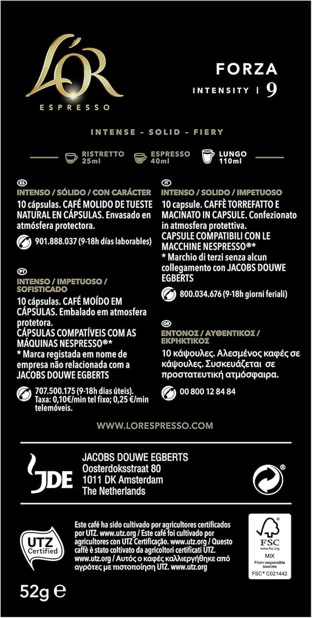 Thumbnail 1 de L'OR Espresso Forza: 200 Cápsulas Compatibles Nespresso ☕️