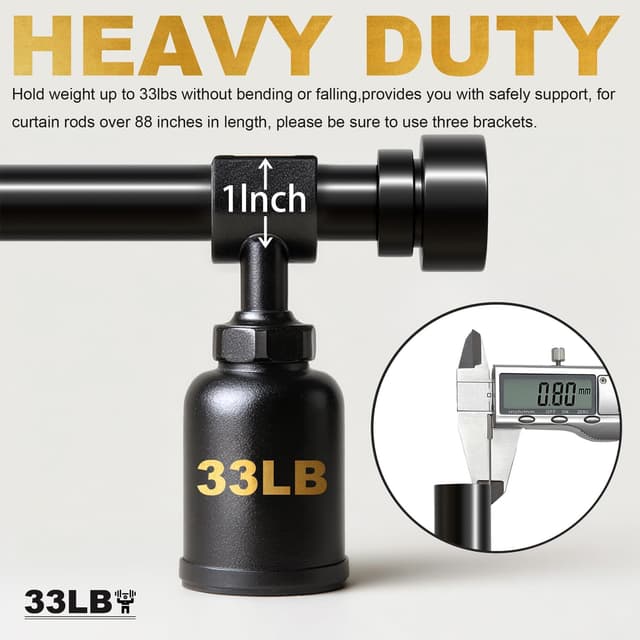 Thumbnail 1 de Lootkell Black Curtain Rods 48–84 in