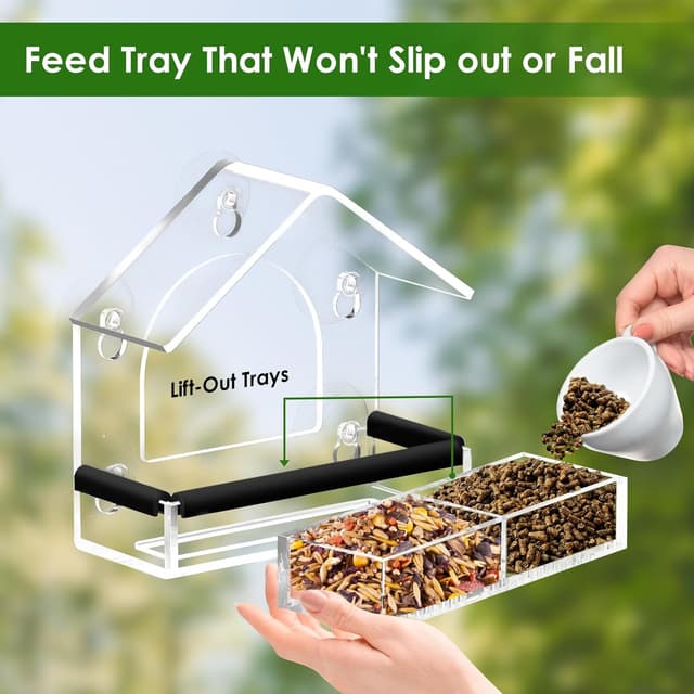 Detalle 2 de Clear Window Bird Feeder 5 Suction Cups