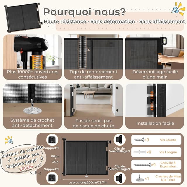 Detalle de Ycozy Barrière de sécurité 200 cm