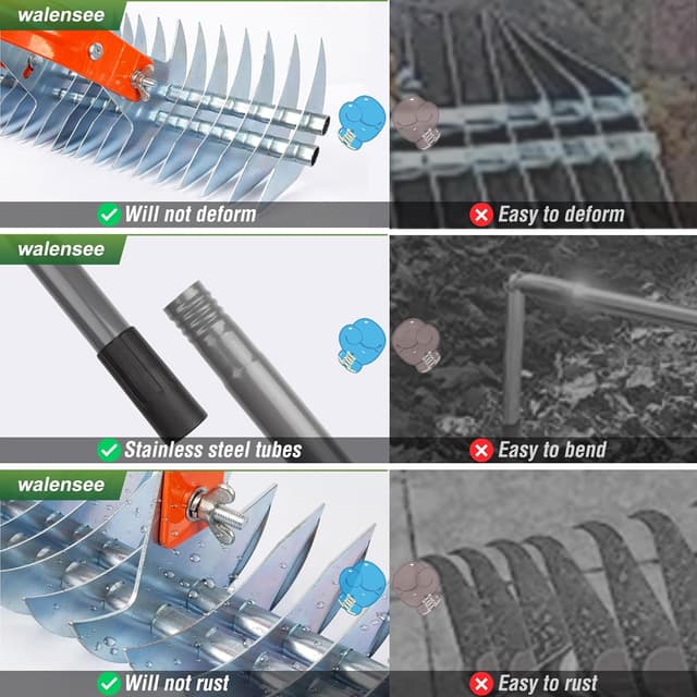 Thumbnail 3 de Walensee 15-Inch Lawn Thatch Rake for Durable Yard Cleaning