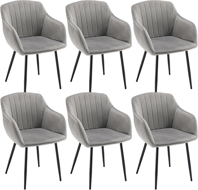 Detalle de Goeurvant Set 6 sedie in velluto grigio