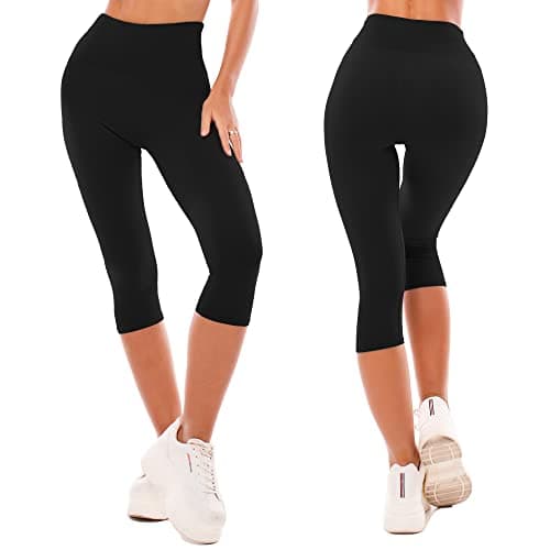 Detalle de SINOPHANT leggins cortos mujer 3/4 cintura alta (capri) negros S-M