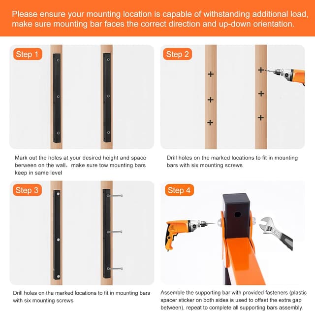 Detalle 2 de Ultrawall 3-Level Wall Mount Wood Organizer & Lumber Storage Metal Rack (4-Pack) for Indoor/Outdoor