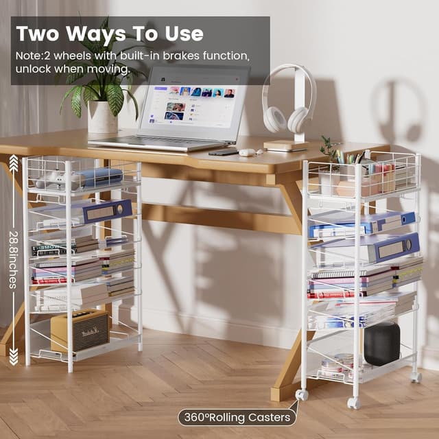 Detalle 2 de Shrivee Carrello Portadocumenti 6 Ripiani Bianco