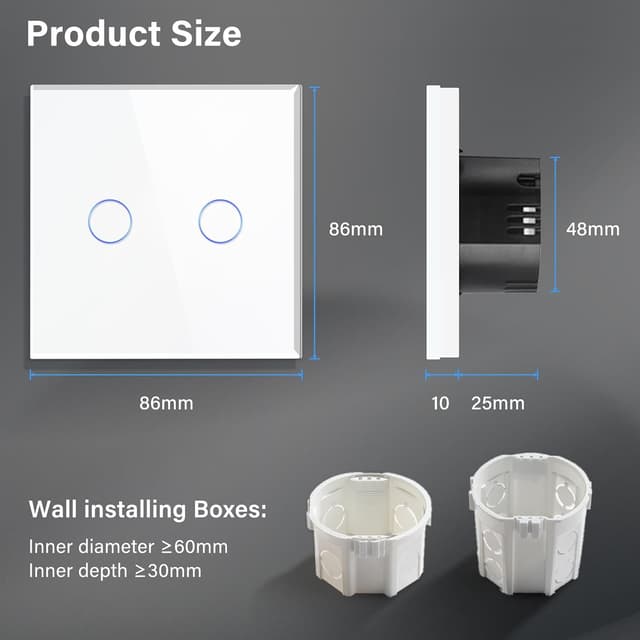 Thumbnail 5 de BSEED Interruptor táctil 2G 1V Blanco