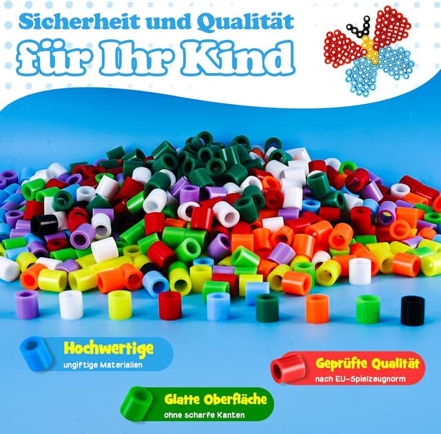 Detalle 2 de Bügelperlen Set Groß 10 mm – Komplettset mit 2 Bügelplatten & Vorlagen für Kinder ab 3 Jahren