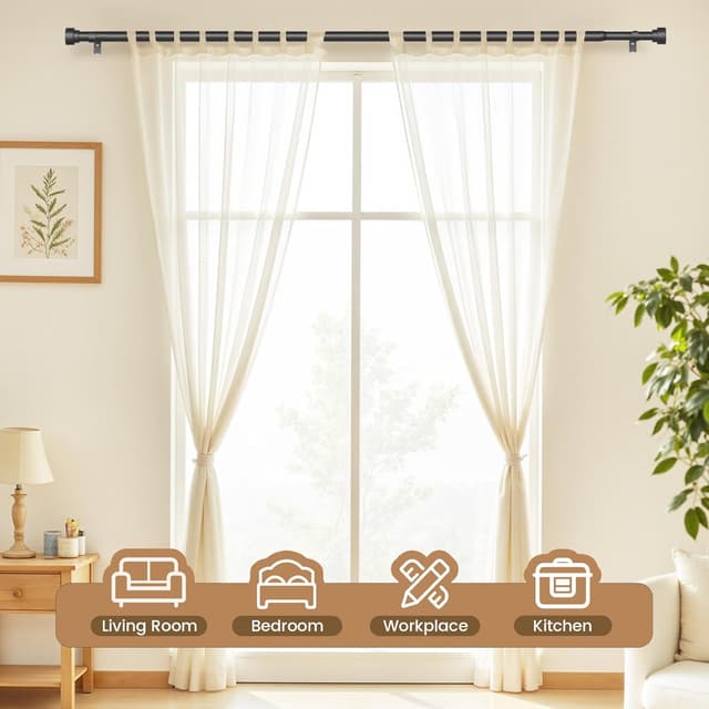 Thumbnail 1 de WIN4ALL Black Curtain Rods 30"-60" 📐