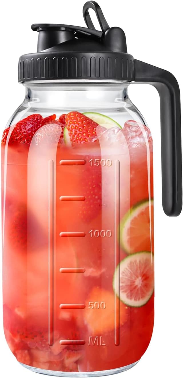 Detalle de 64oz Glass Pitcher with Lid Mason Jar
