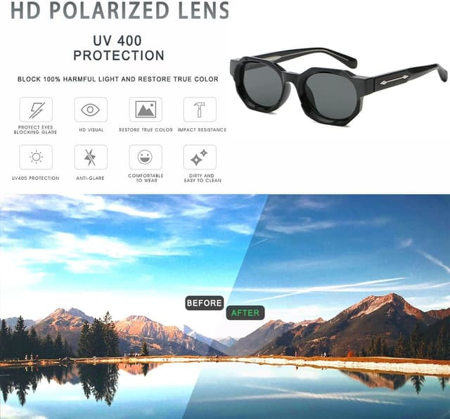 Detalle de D Lolylad Retro Square Sunglasses with UV400 Protection (Propionate Frame)