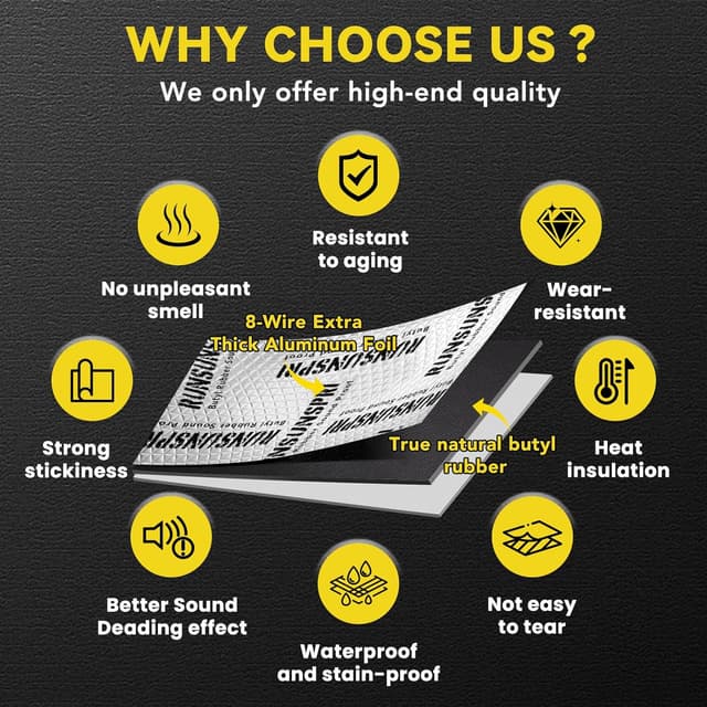 Detalle 2 de 50mil Car Sound Deadening Mat (50 sqft, 46 pcs) Butyl Automotive Noise Insulation
