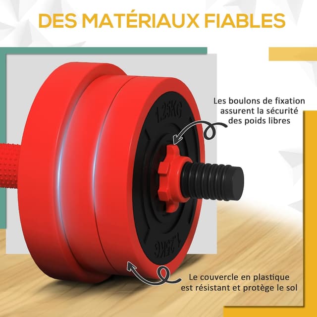 Thumbnail 5 de SPORTNOW kit haltères 4 en 1 20 kg