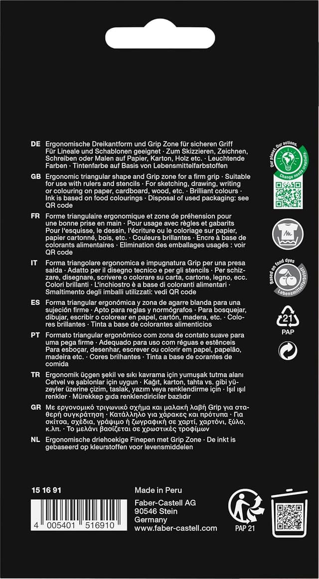 Thumbnail 2 de Faber-Castell Grip Finepen Office 151691 ✏️ Set de 10 rotuladores finos