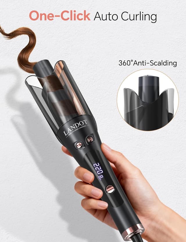 Detalle de LANDOT Automatic Rotating Hair Curler 8‑setting 🎀