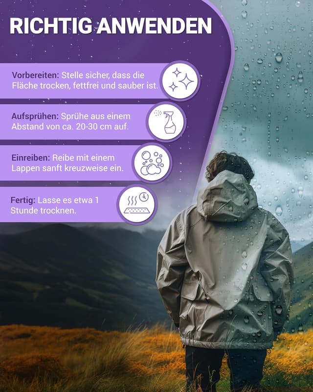 Detalle de Alpenwert Textil Imprägnierung 500 ml (LANGZEIT-ABPERL-Schutz) für Outdoor-Textilien, Schuhe und mehr