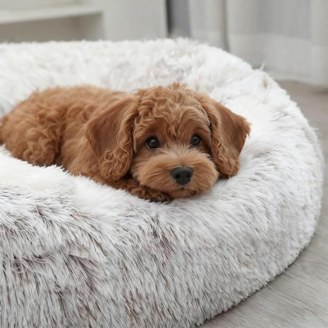 Detalle 2 de SHJOEE Flauschig Hundebett Muschelform – waschbares Plüsch-Hundekissen mit Anti-Rutsch-Boden