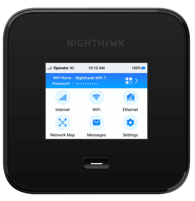 Detalle de Netgear Nighthawk M7 Pro MR7540: mobiler WLAN-Router mit Wi‑Fi 7 und Touchscreen