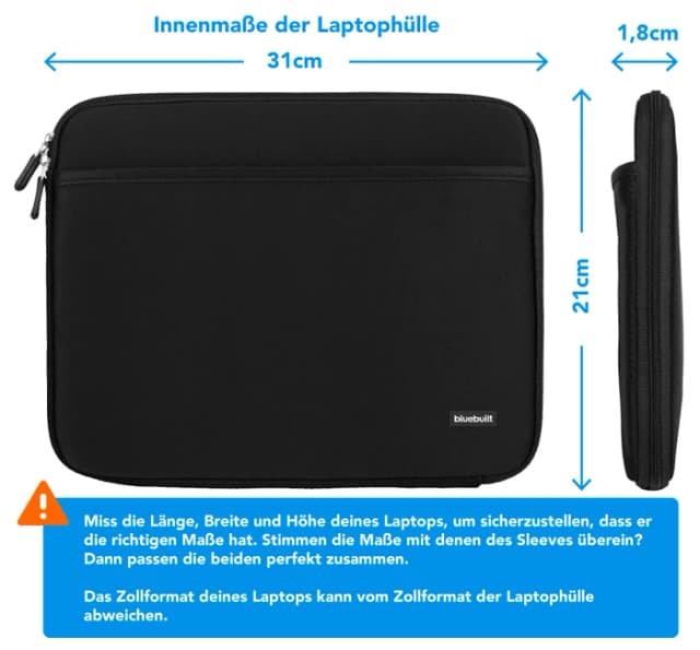 Thumbnail 11 de BlueBuilt Laptophülle 31 cm 13 Zoll S Schwarz + Tradendum Maus