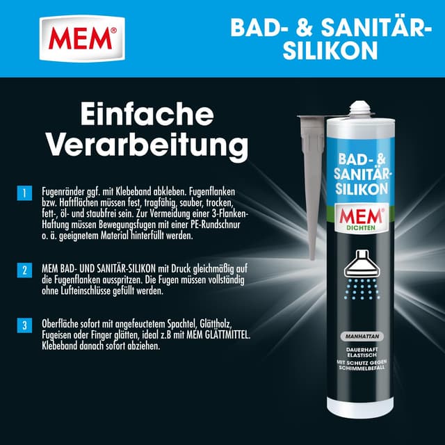 Detalle 2 de MEM 30618253 Silicone per bagno e sanitari Manhattan da 300 ml