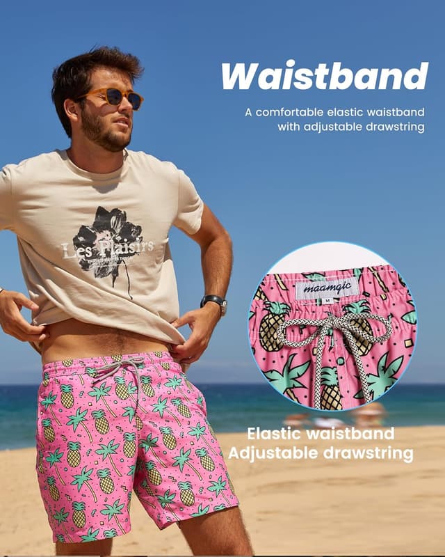 Detalle de MaaMgic Men’s Swimming Shorts Quick Dry Trunks with Mesh Lining