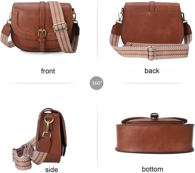 Detalle 2 de AFKOMST vintage-style vegan leather crossbody bag for women (small satchel & shoulder bag)