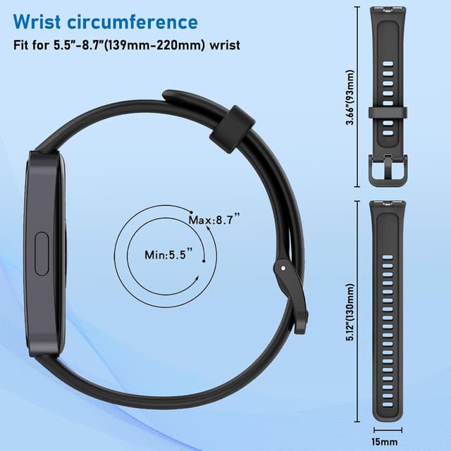 Detalle de Xisair 2-Pack Silicone Replacement Bands for Huawei Band 8/9/10 (Sport Strap)