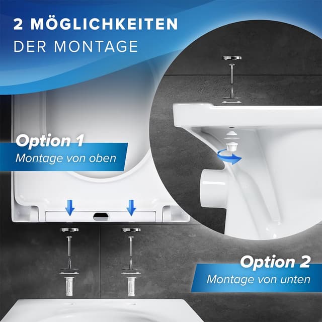 Detalle 2 de Benkstein® Premium Toilettendeckel antibakteriell (D-Form) weiß mit Quick-Release & Softclose – 36 x 42,5 cm