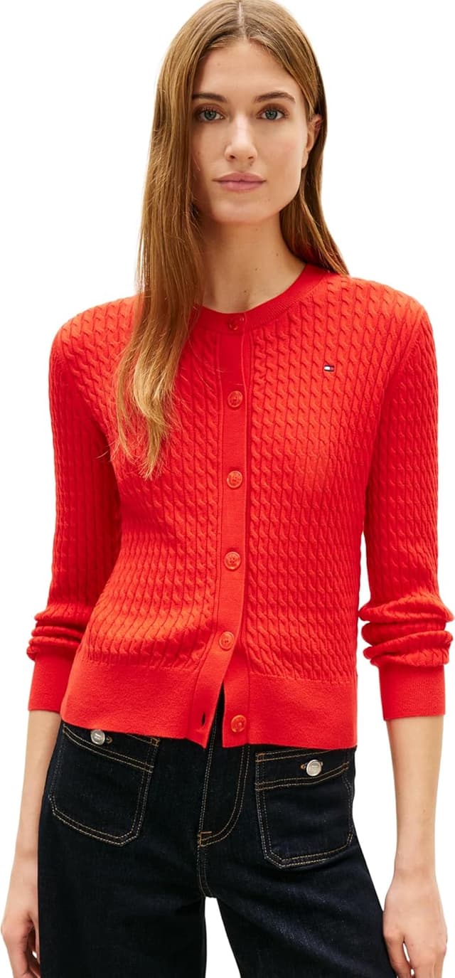 Detalle de Tommy Hilfiger donna cardigan in maglia con motivo a trecce
