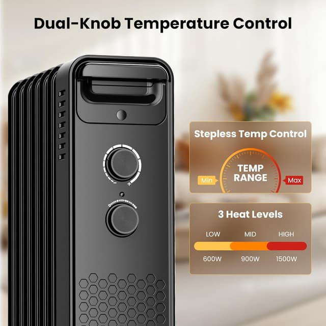 Detalle 2 de Portable Electric Radiator Heater 1500W