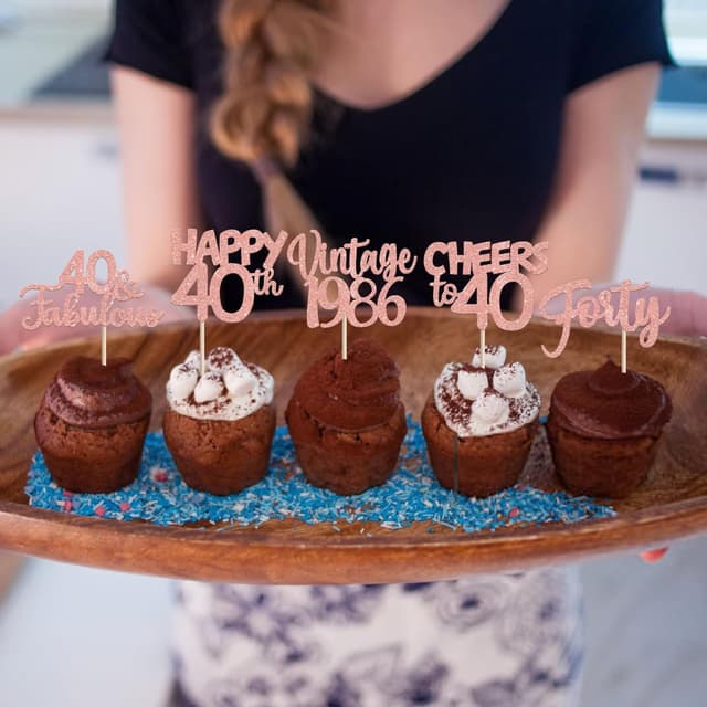 Thumbnail 6 de Cupcake Toppers Glitzer Vintage 40
