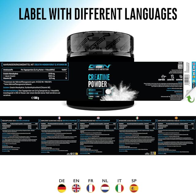 Thumbnail 6 de GEN German Elite Nutrition Kreatin-Monohydrat Pulver (300 g) – vegan, mikrofein