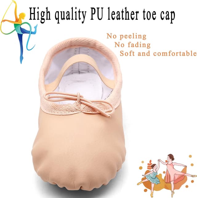 Detalle de TETSUO Girls Ballet Shoes – Indoor ballet flats for kids, toddlers, yoga & gym practice
