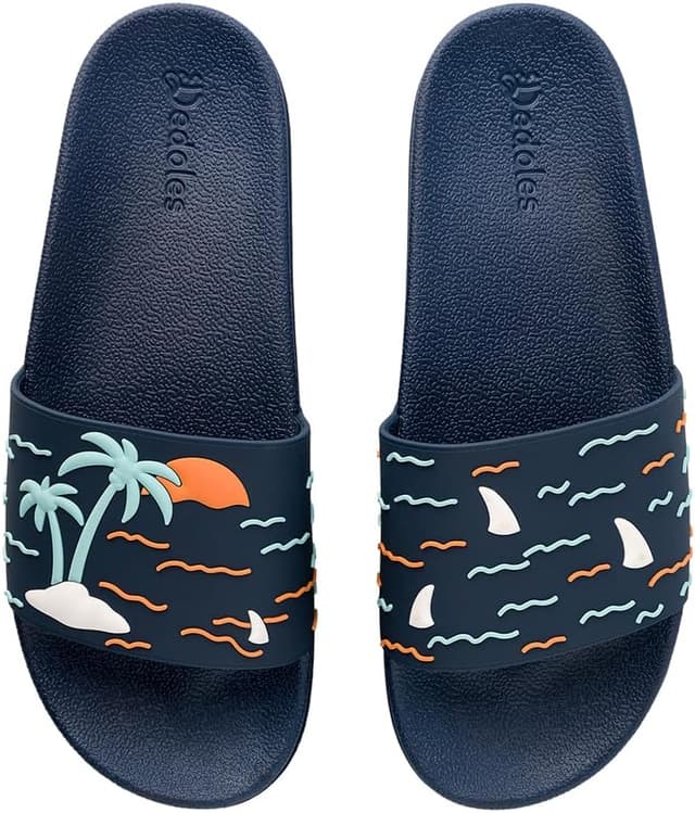 Detalle de Dedoles Badeschuhe & Hausschuhe für Damen, Herren und Kinder – bunte Badesandalen mit lustigen Designs