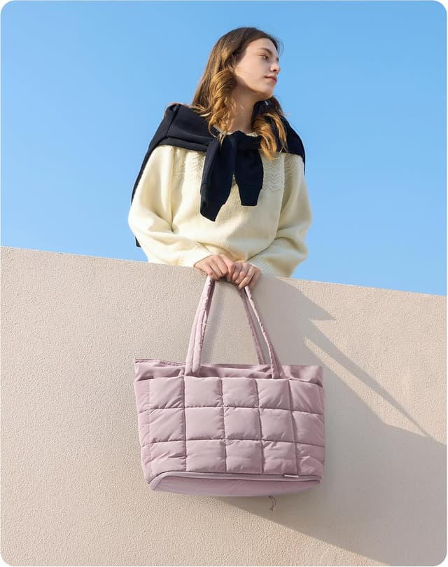 Detalle 2 de bagsmart Expandable Laptop Tote Bag for Women (Large Capacity, Lightweight Quilted Puffer)