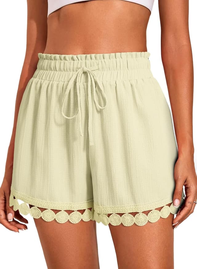 Detalle de Dokotoo Women’s Summer Lace Boho Beach Cover-Up Shorts (Elastic Waist Drawstring)