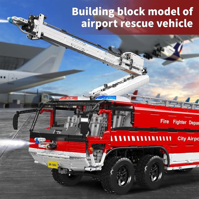 Detalle 2 de Mould King 19004 Technik ferngesteuertes Feuerwehrfahrzeug (2,4 GHz RC) – 6‑Kanal-Modellbausatz mit Motor