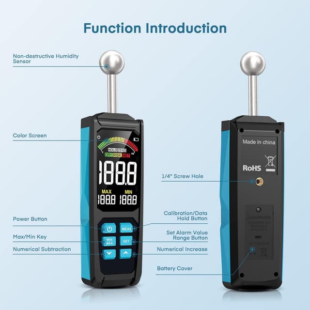 Thumbnail 5 de DURFIST Medidor de Humedad con Pantalla Color y Bolsa