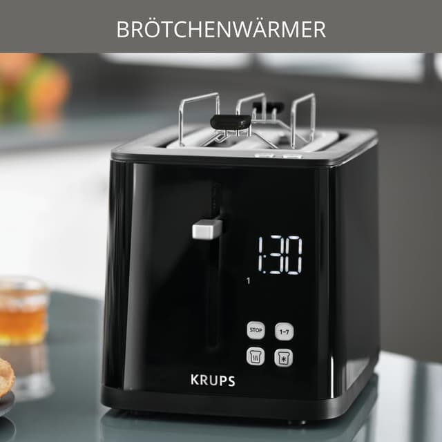 Detalle de Krups KH641810 Smart’n Light Zwei-Scheiben-Toaster mit Digitaldisplay und Countdown
