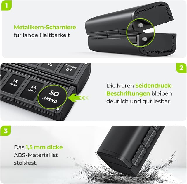 Thumbnail 4 de AUVON Faltbare Tablettenbox 14 Fächer