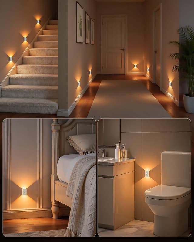 Detalle 2 de WILLED LED Treppenbeleuchtung mit Bewegungsmelder, wiederaufladbares Akku-Nachtlicht (2700K, 8 Stück)