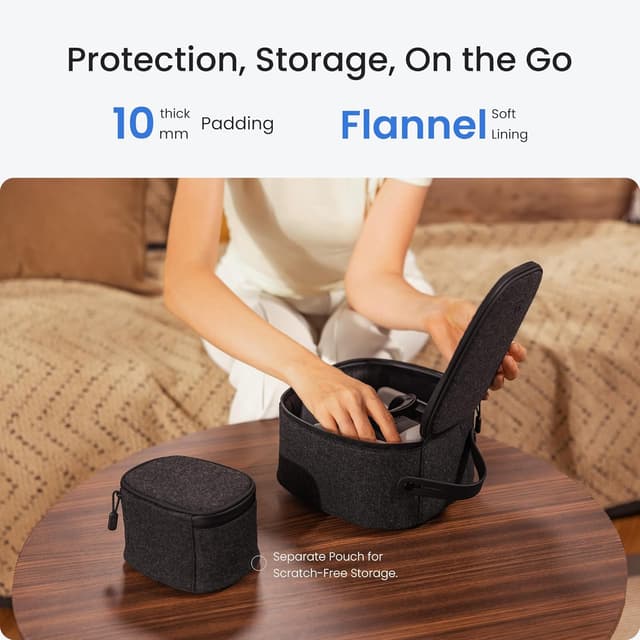 Detalle de KIWI design P4 Tragetaschen-Set (zweiteilig) für Meta Quest 3S/Quest 3/Quest 2 und Vision Pro – inkl. Zubehörfach