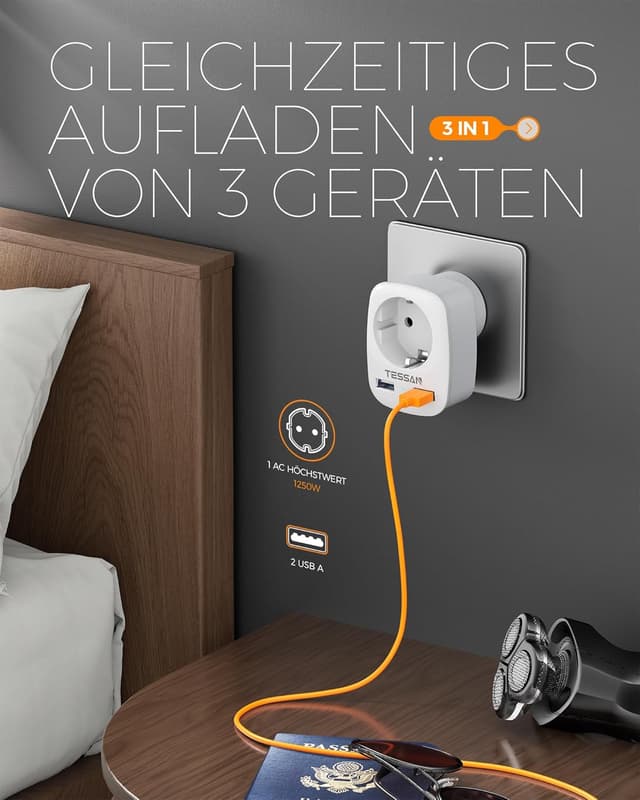 Thumbnail 4 de TESSEN Reiseadapter USA 3 Stück