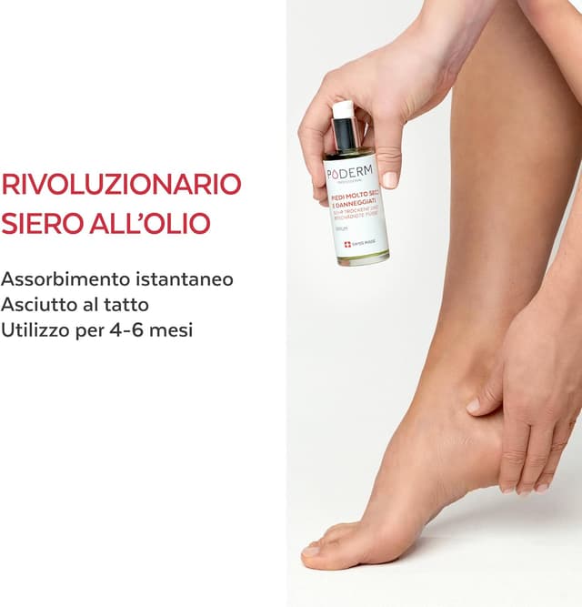 Detalle de PODERM Piedi molto secchi e danneggiati siero riparativo e nutriente (Swiss Made)
