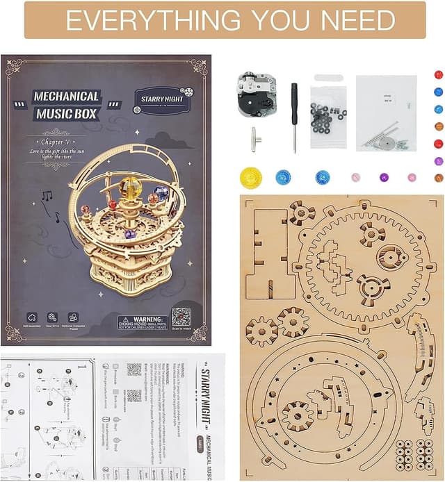 Thumbnail 4 de Robotime Starry Night puzzle 3D madera caja musical