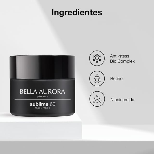 Detalle 2 de BELLA AURORA Sublime 60 +50 ml, Crema Noche para Piel Madura 🌙