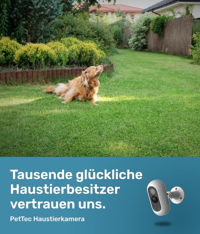 Detalle 2 de PetTec Cam Free Outdoor WLAN-Hundekamera – wetterfest, 3MP, 2-Wege-Audio & bis zu 9 Monate Akkulaufzeit