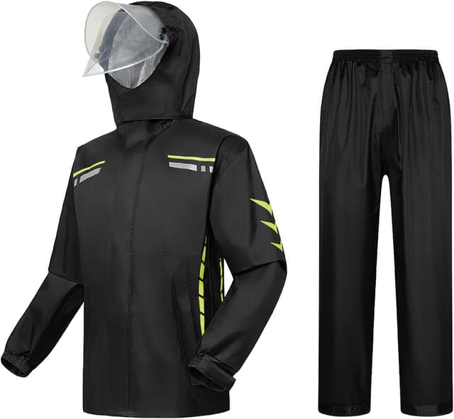 Detalle de Combinaison de pluie Ynport Crefreak pour hommes : veste imperméable à capuche + pantalon coupe-vent