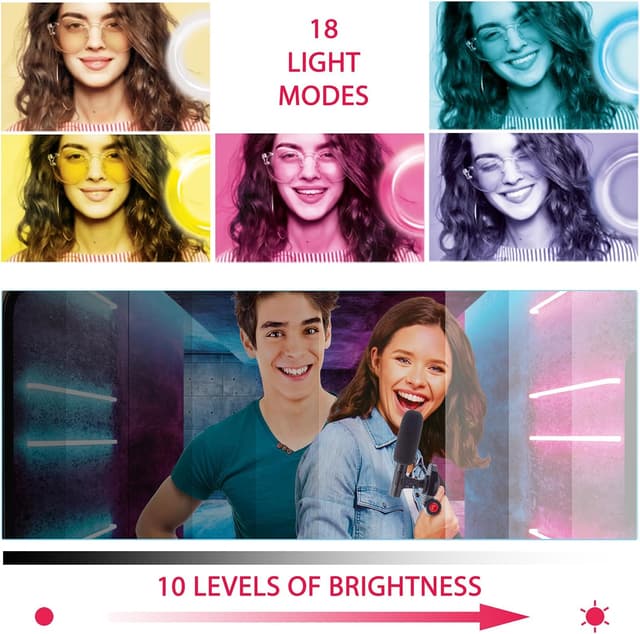 Detalle de Canal Toys Studio Creator 360 Video Maker Kit (Green Screen, Tripod & Motion Tracker) with 10" Multicolor LED Ring Light