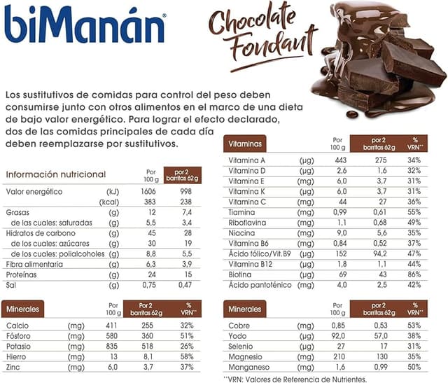 Thumbnail 4 de BIMANÁN BESLIM Barritas Sustitutivas Chocolate Fondant 🍫 (30 uds)