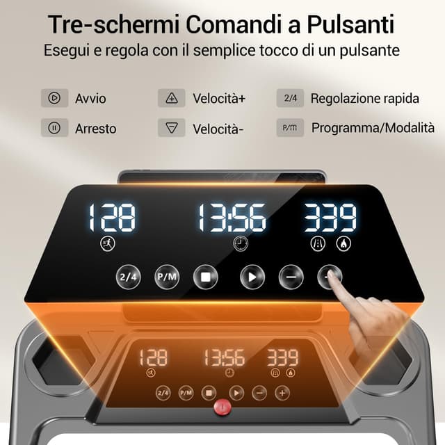 Detalle de UMAY Tapis Roulant Salvaspazio con inclinazione 15%, motore 3.0 HP e display LED (12 km/h, carico 136 kg)